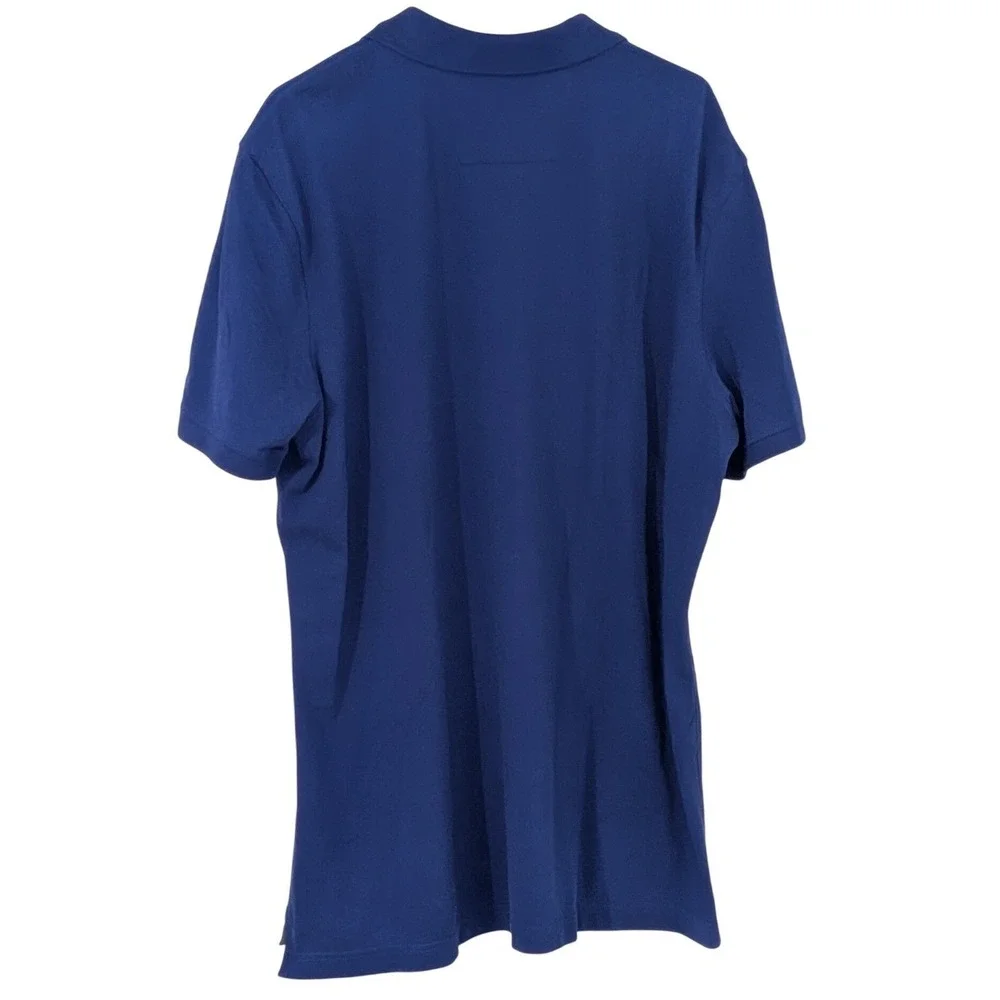 Banana Republic Mens XXL Tall Slim Fit Pique Polo Shirt Royal Blue Elephant Logo